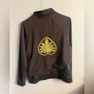 Athleta Lotus Yoga Full Zip Jacket – Black Gold Embroidery – Women’s M Vintage